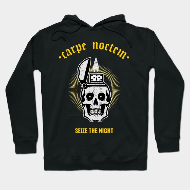 Carpe Noctem II - Seize The Night - Latin Quotes Phrase - Skull Art Hoodie by WIZECROW